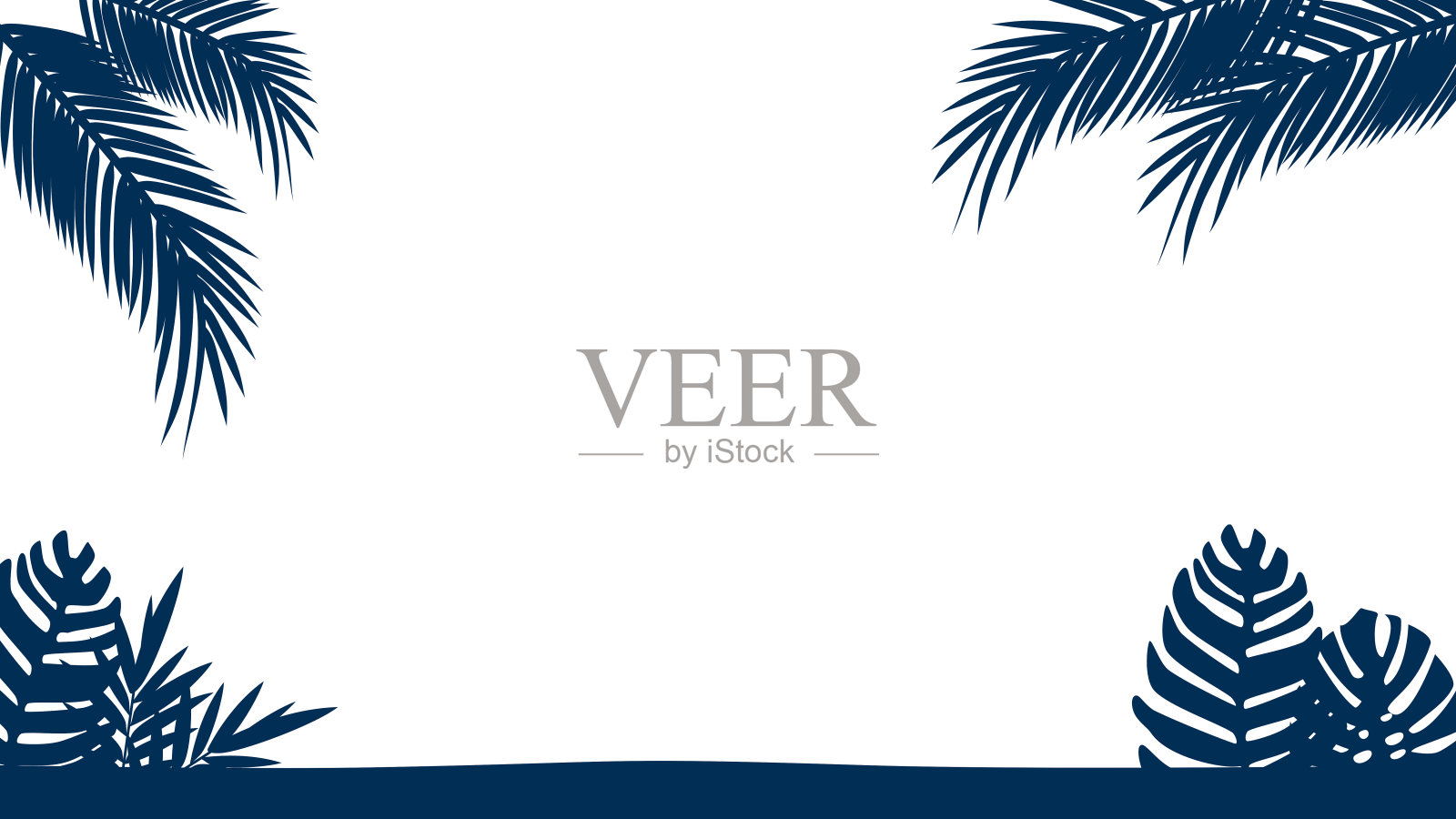 棕榈树的剪影和海滩背景。在假期旅行插画图片素材