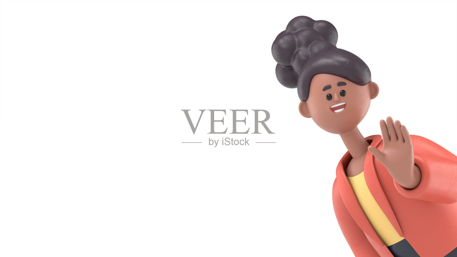 非洲裔美国女性科科打招呼3D插画照片摄影图片