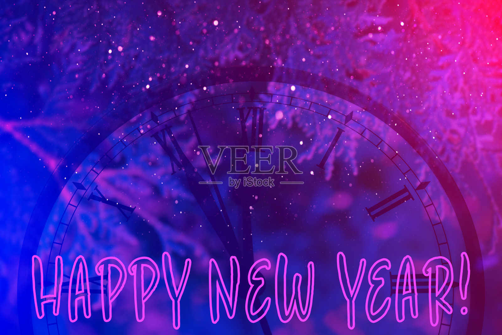 霓虹紫粉新年贺卡照片摄影图片