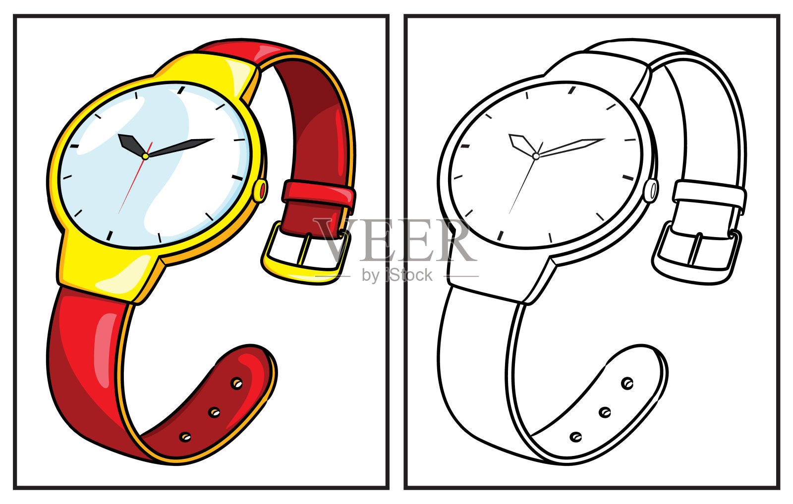 填色书可爱的手表插画图片素材