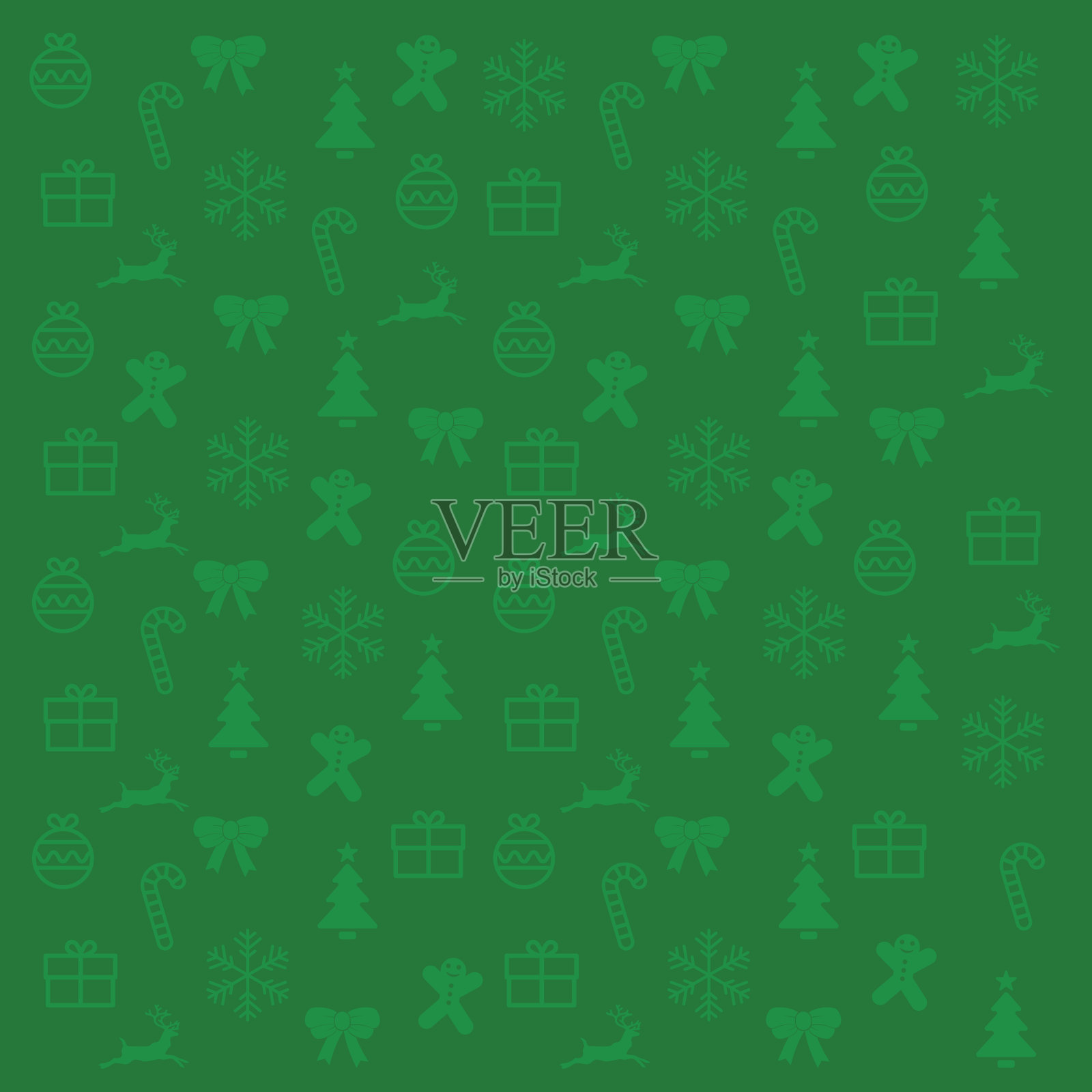 绿色背景与圣诞装饰插画图片素材