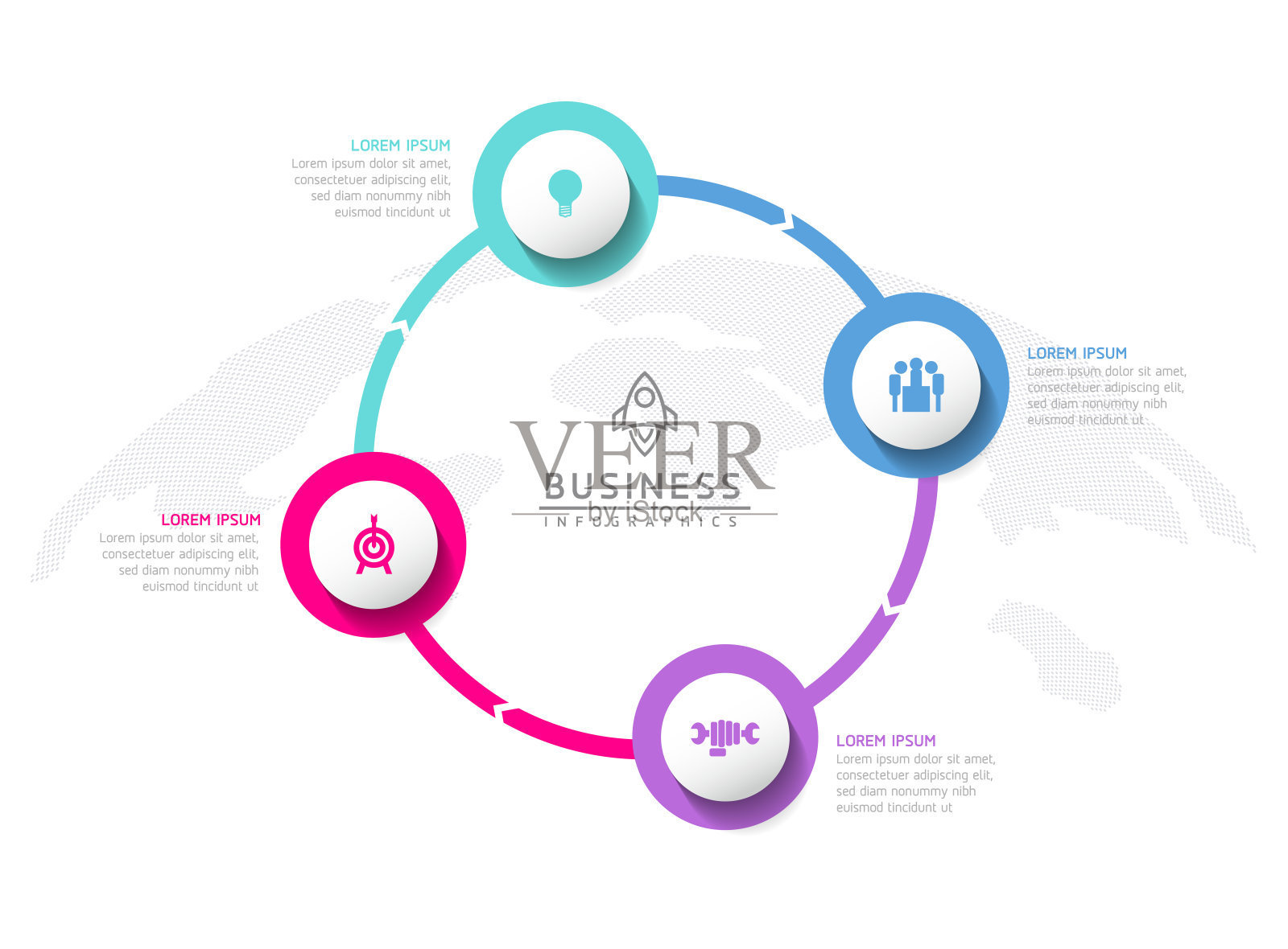 环形连接步骤信息图模板插画图片素材