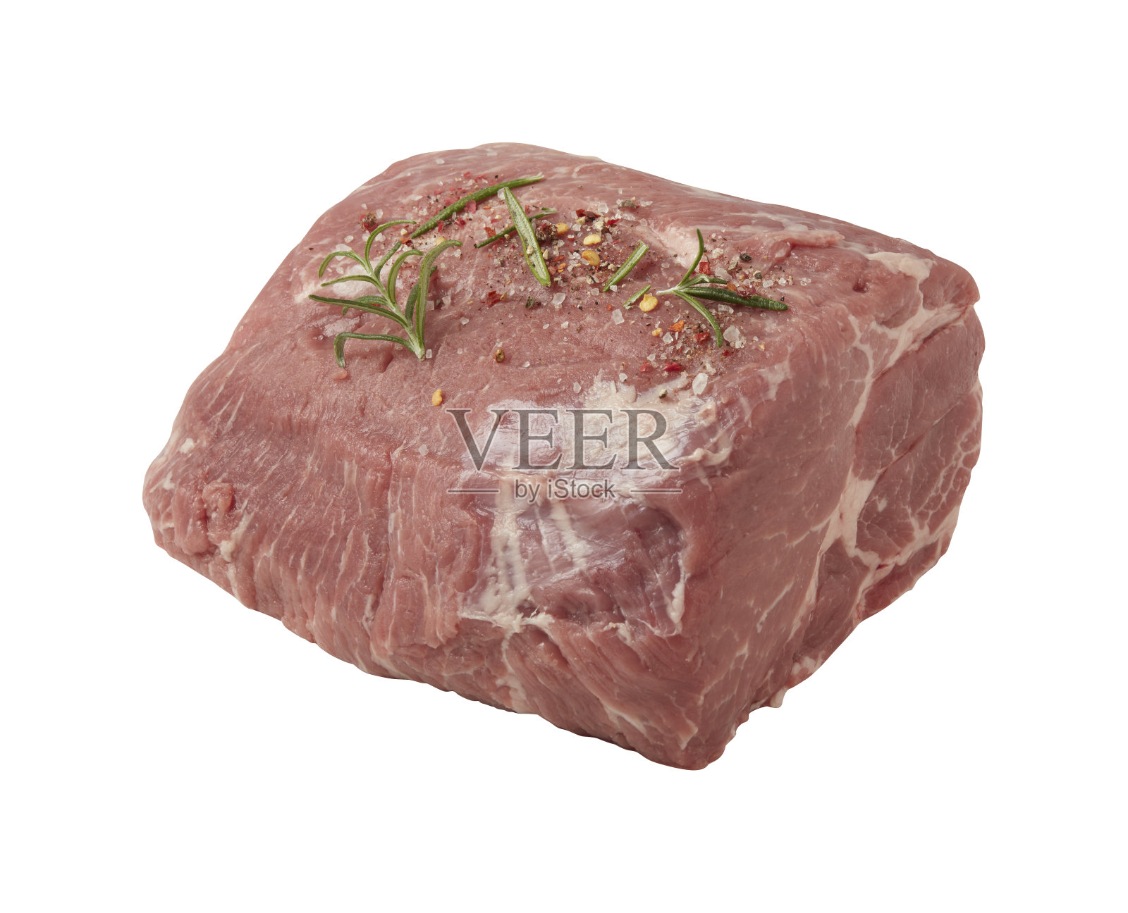 新鲜猪肉孤立在白色背景与修剪路径照片摄影图片