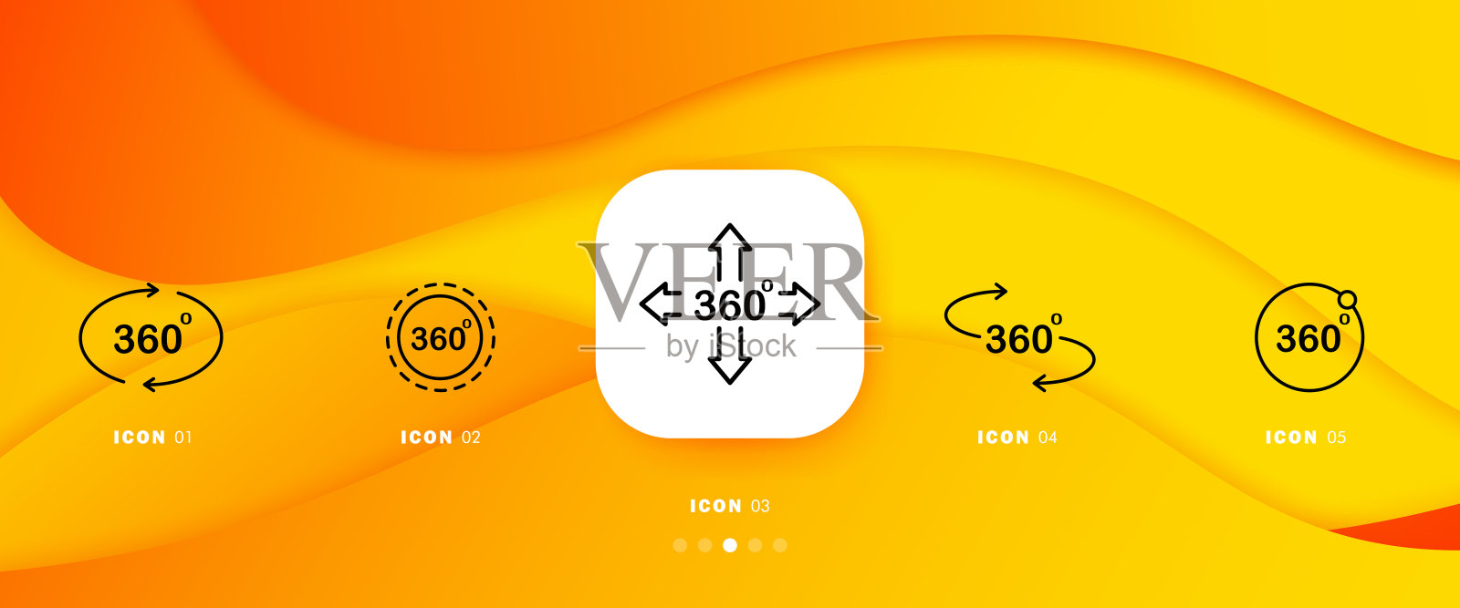 360度设置图标。元宇宙，虚拟现实，vr，圆箭，ar，增强，头盔，网络空间。技术的概念。5步信息图表时间表。矢量线图标的业务插画图片素材