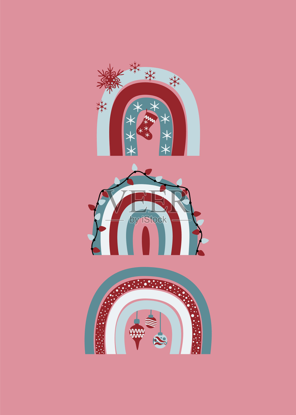 可爱的圣诞海报与三个节日插画图片素材