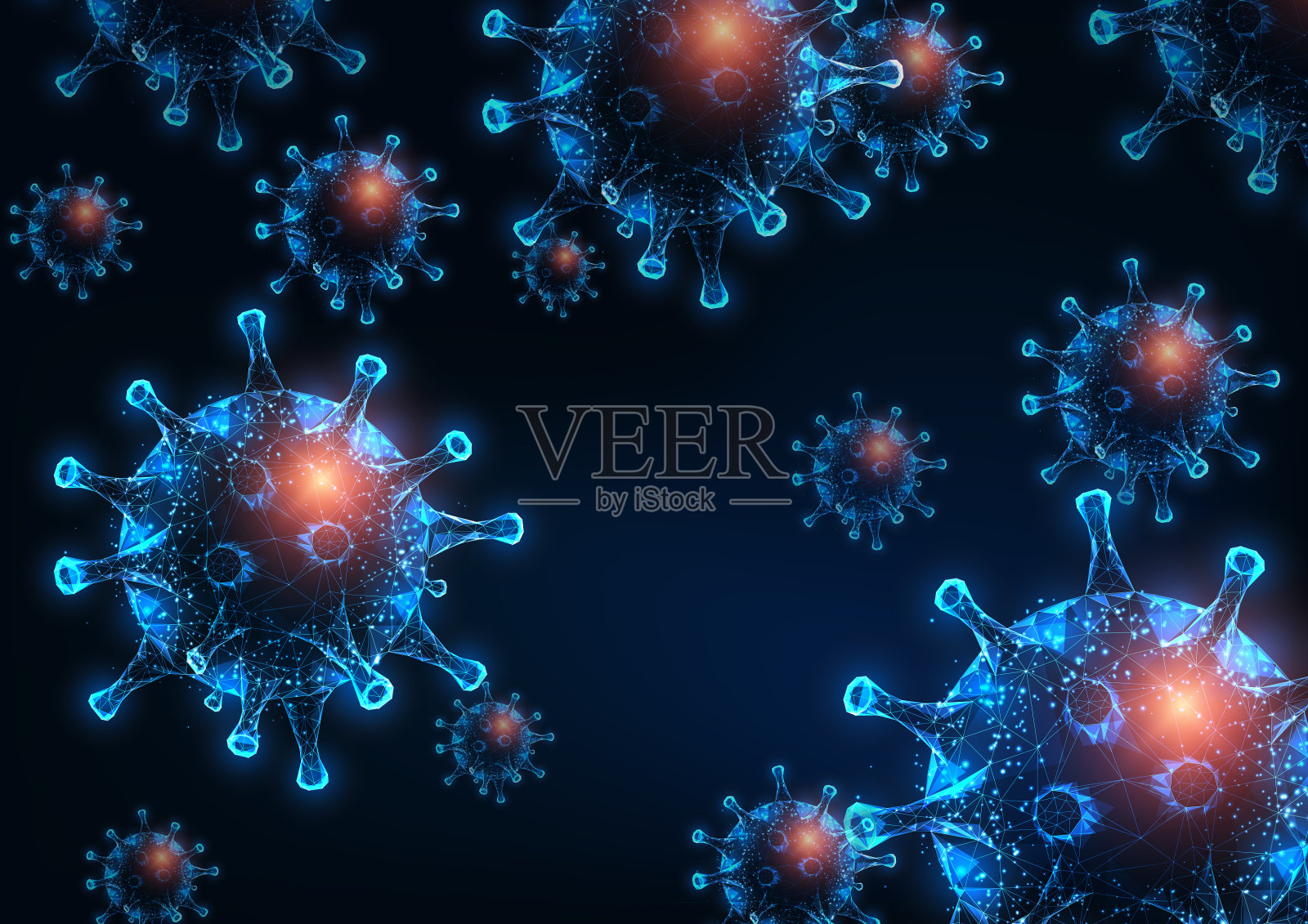 未来发光低多边形艾滋病毒流感或插画图片素材