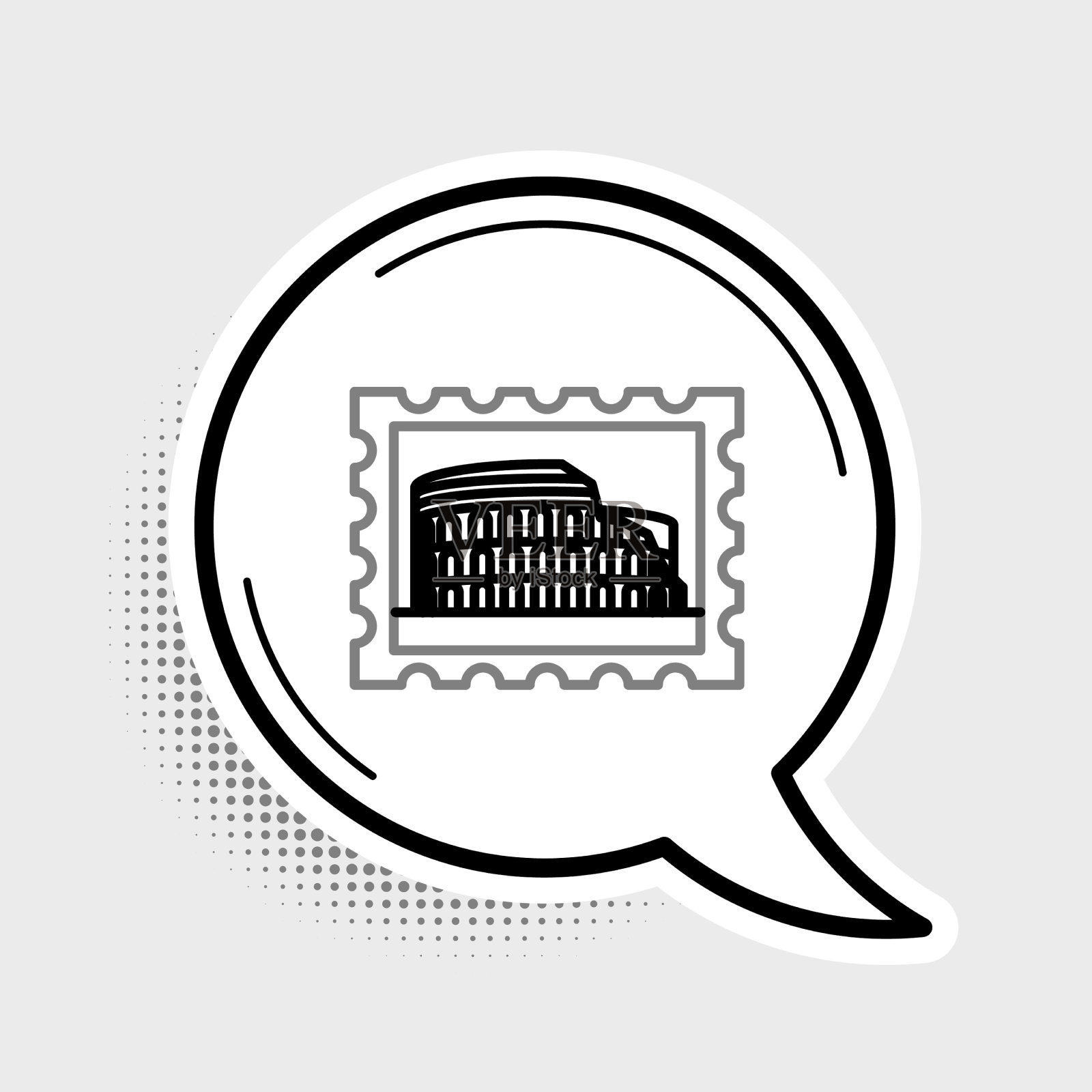 线路邮政邮票和体育馆图标隔离上插画图片素材