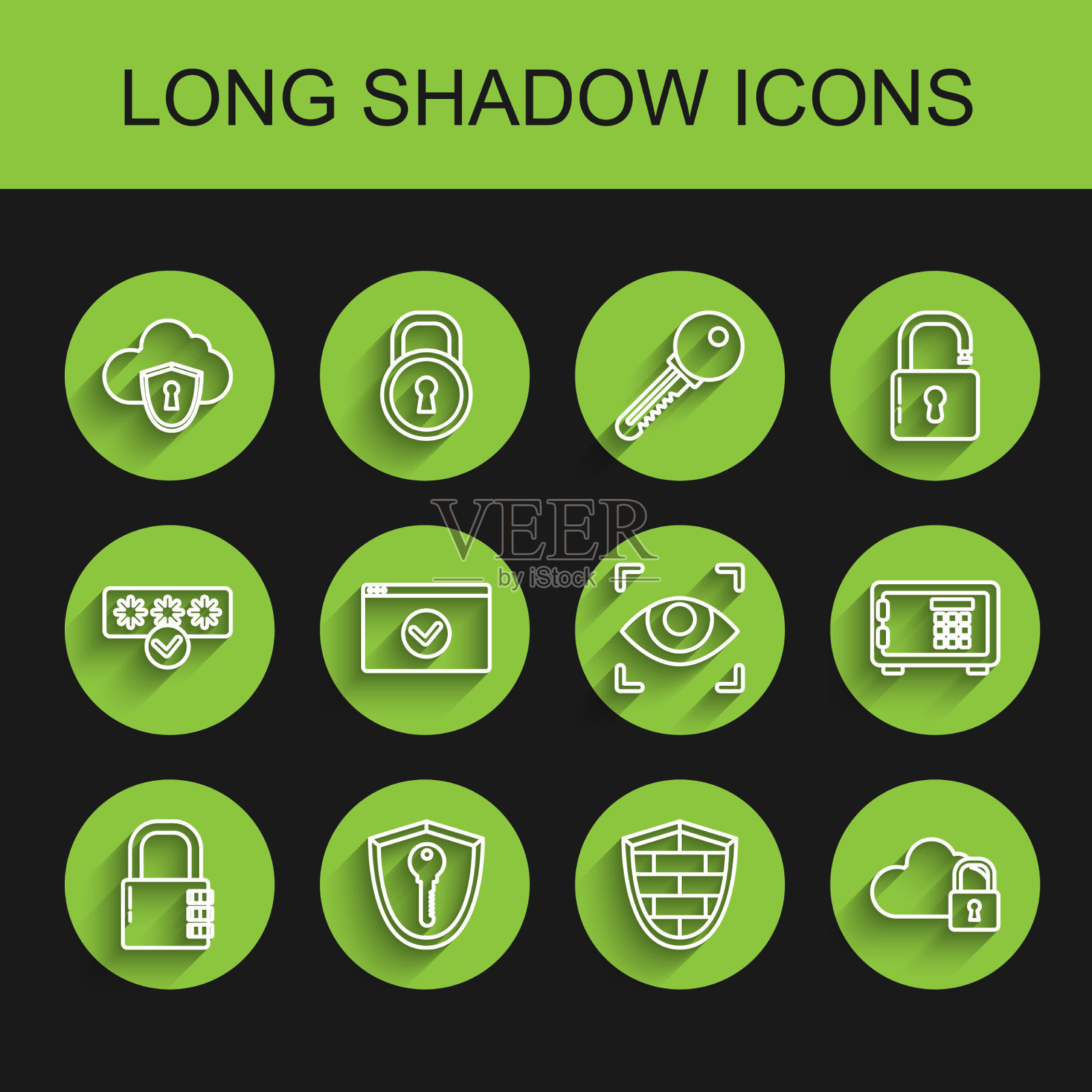 用钥匙设置线路安全组合锁护罩图标素材