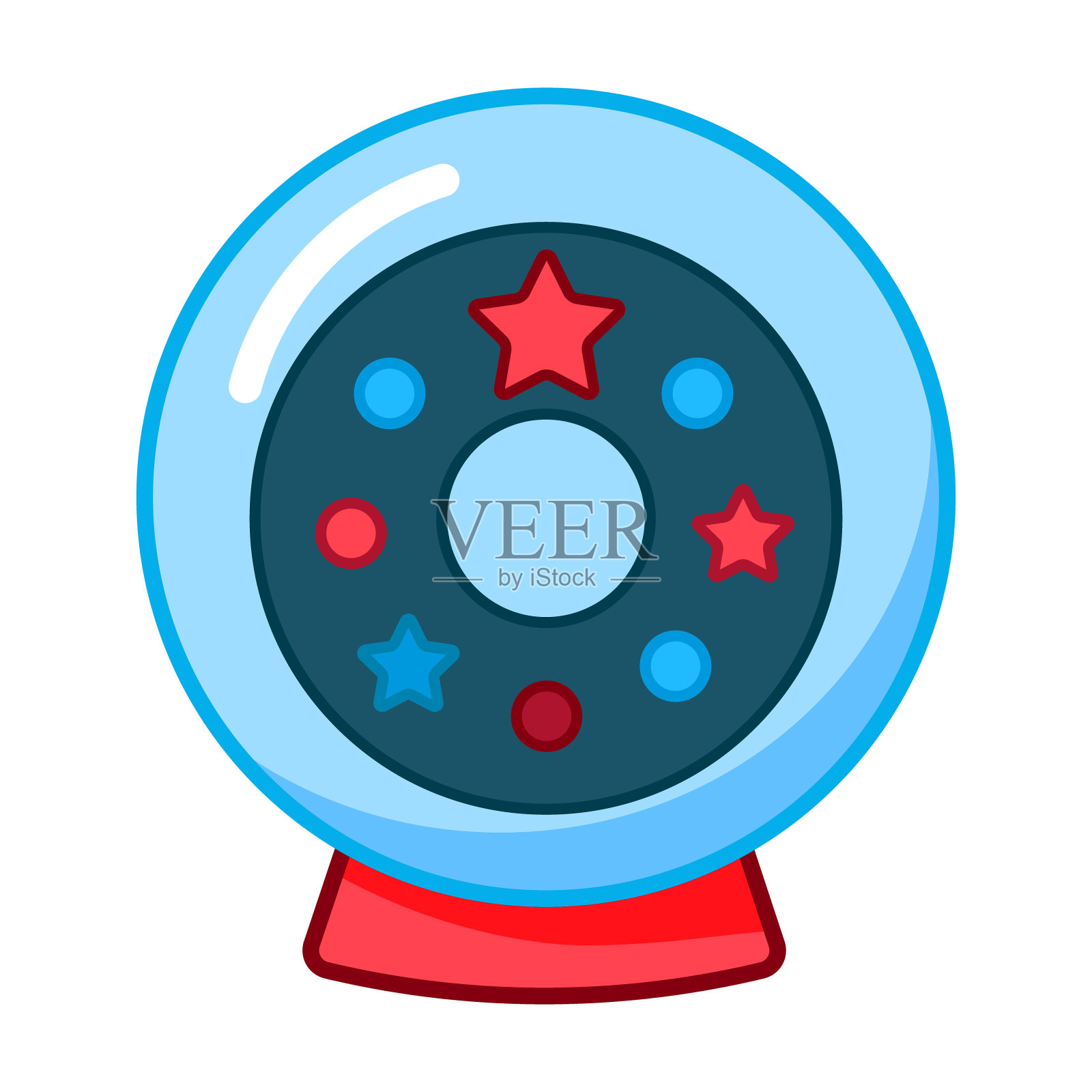 一个有圣诞花环、气球和星星的雪花球。可爱的平面矢量插图。新年，极简主义。设计，装饰明信片，邀请函，网站。图标,标志设计元素图片