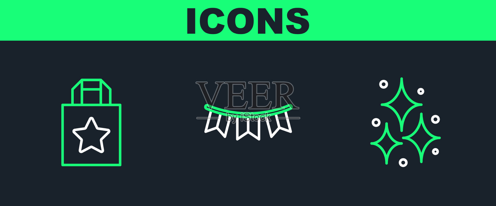 套线烟花纸购物袋和嘉年华图标素材