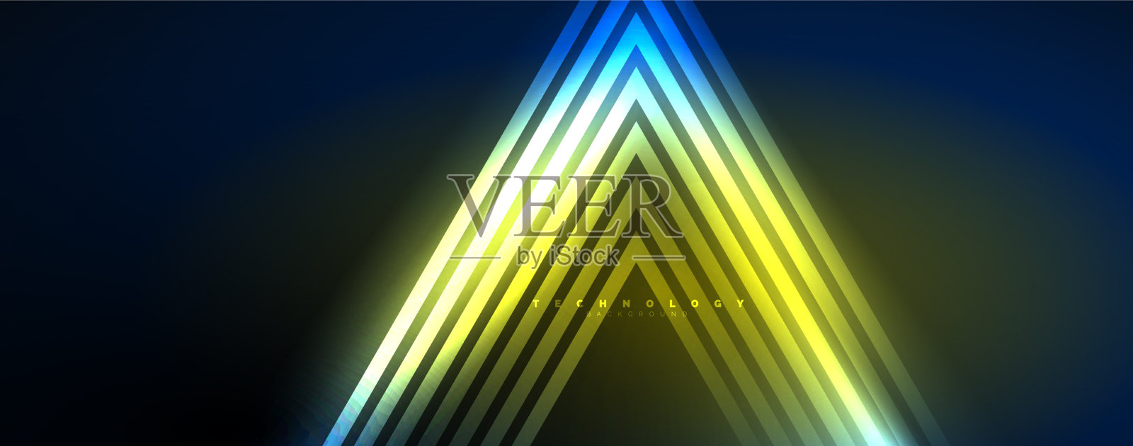 霓虹发光的线条和角度神奇的能量空间插画图片素材