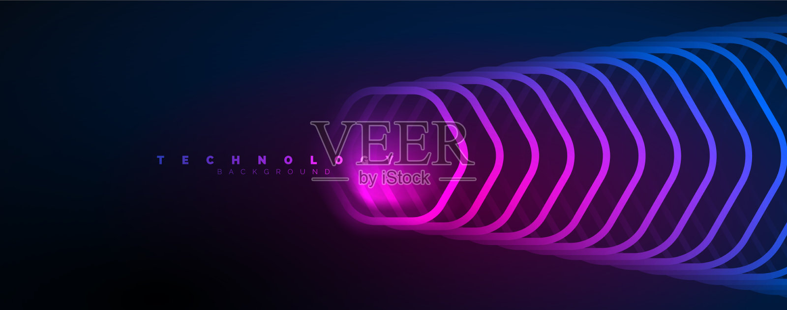 霓虹闪亮的六边形抽象背景插画图片素材