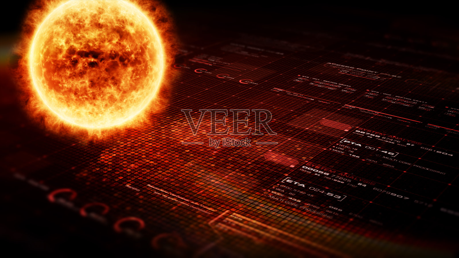 未来数字生成全息太阳HUD照片摄影图片