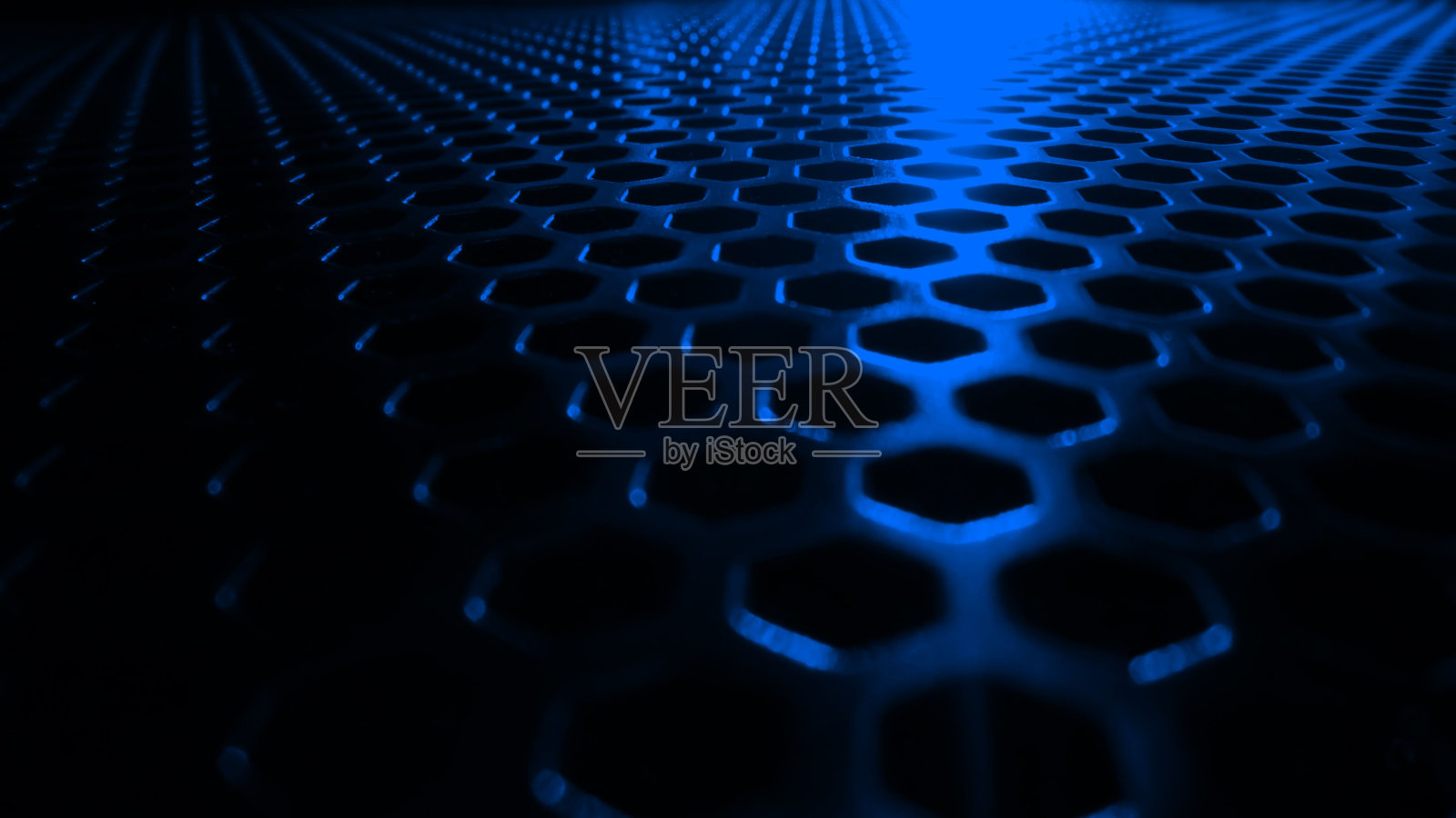 闪亮的蓝色和黑色六边形图案照片摄影图片