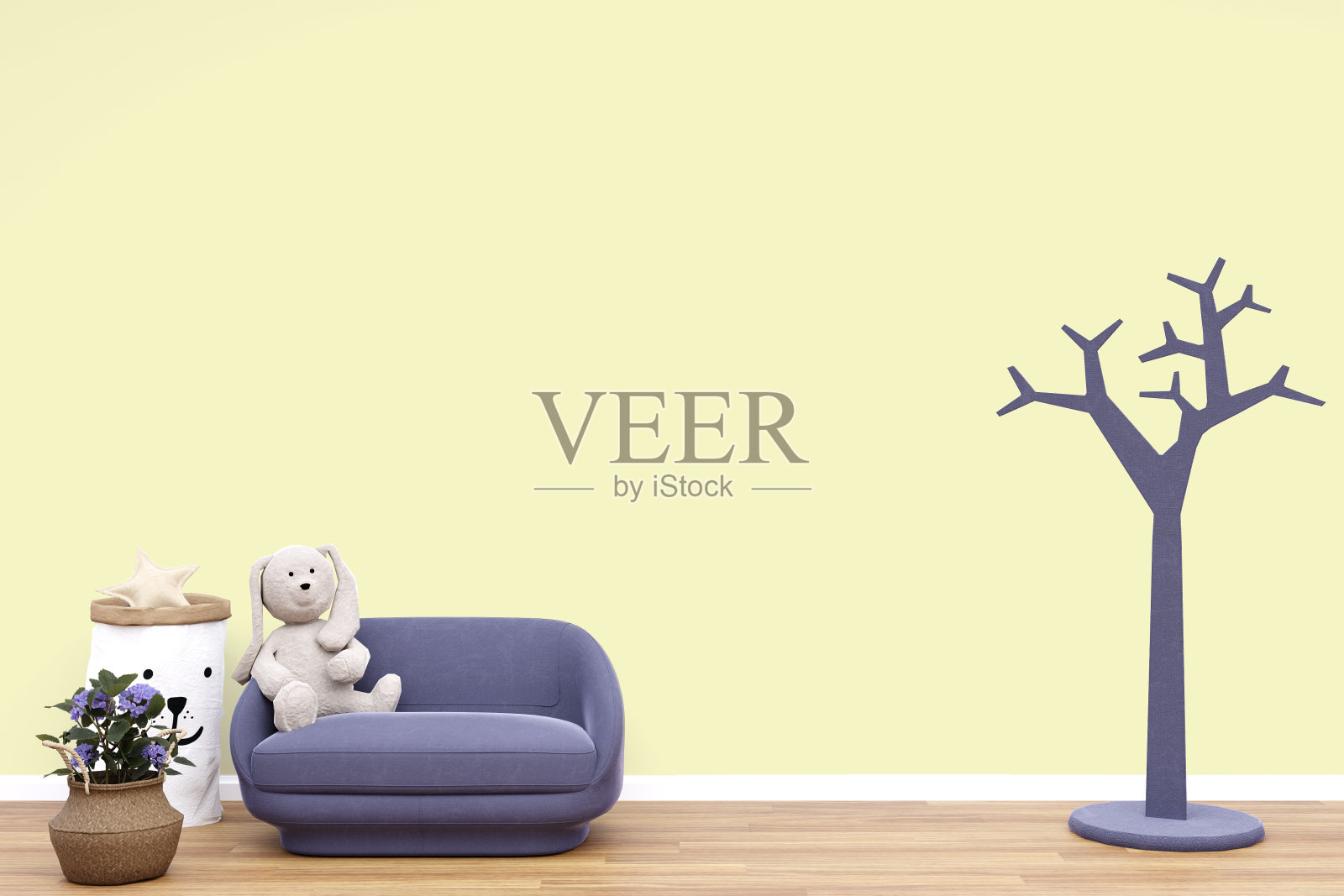 儿童游戏室墙壁模型。3d效果图。照片摄影图片