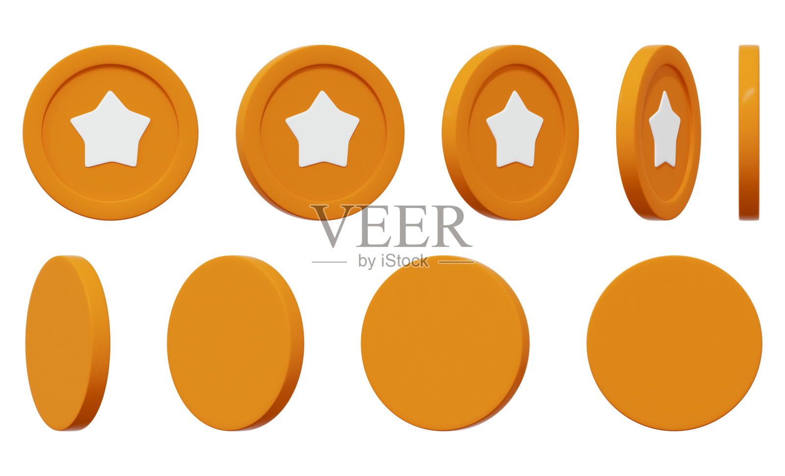 不同角度的3D橙色标记照片摄影图片