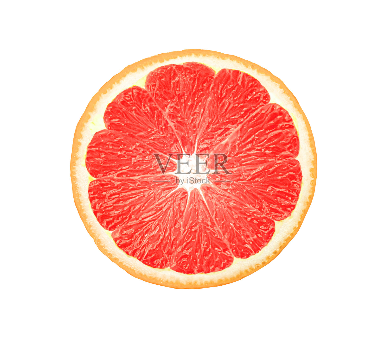 葡萄柚切片单独在白色照片摄影图片