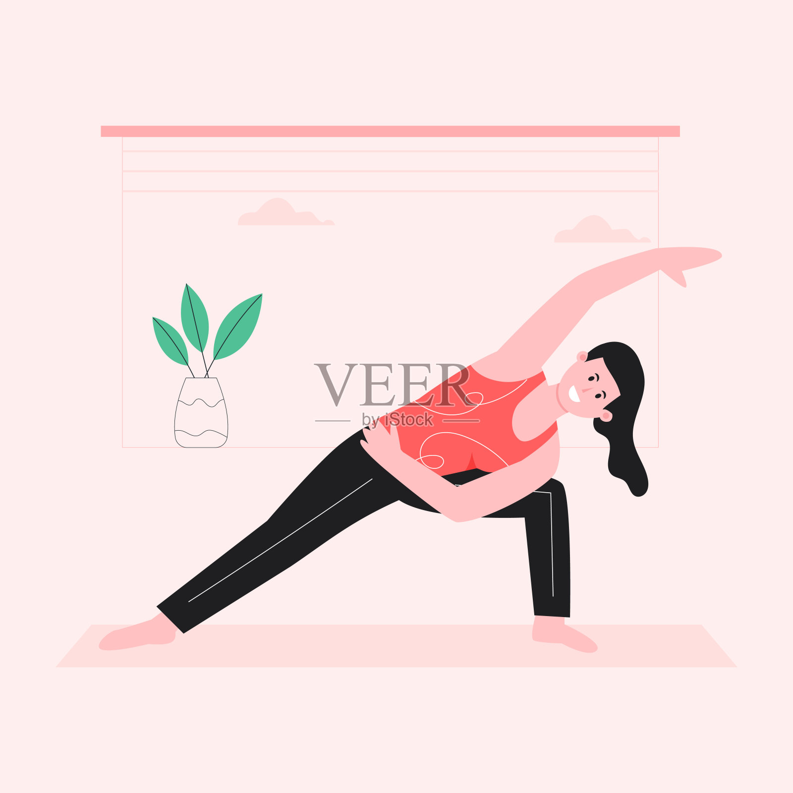 gomukhasana的平面插图插画图片素材