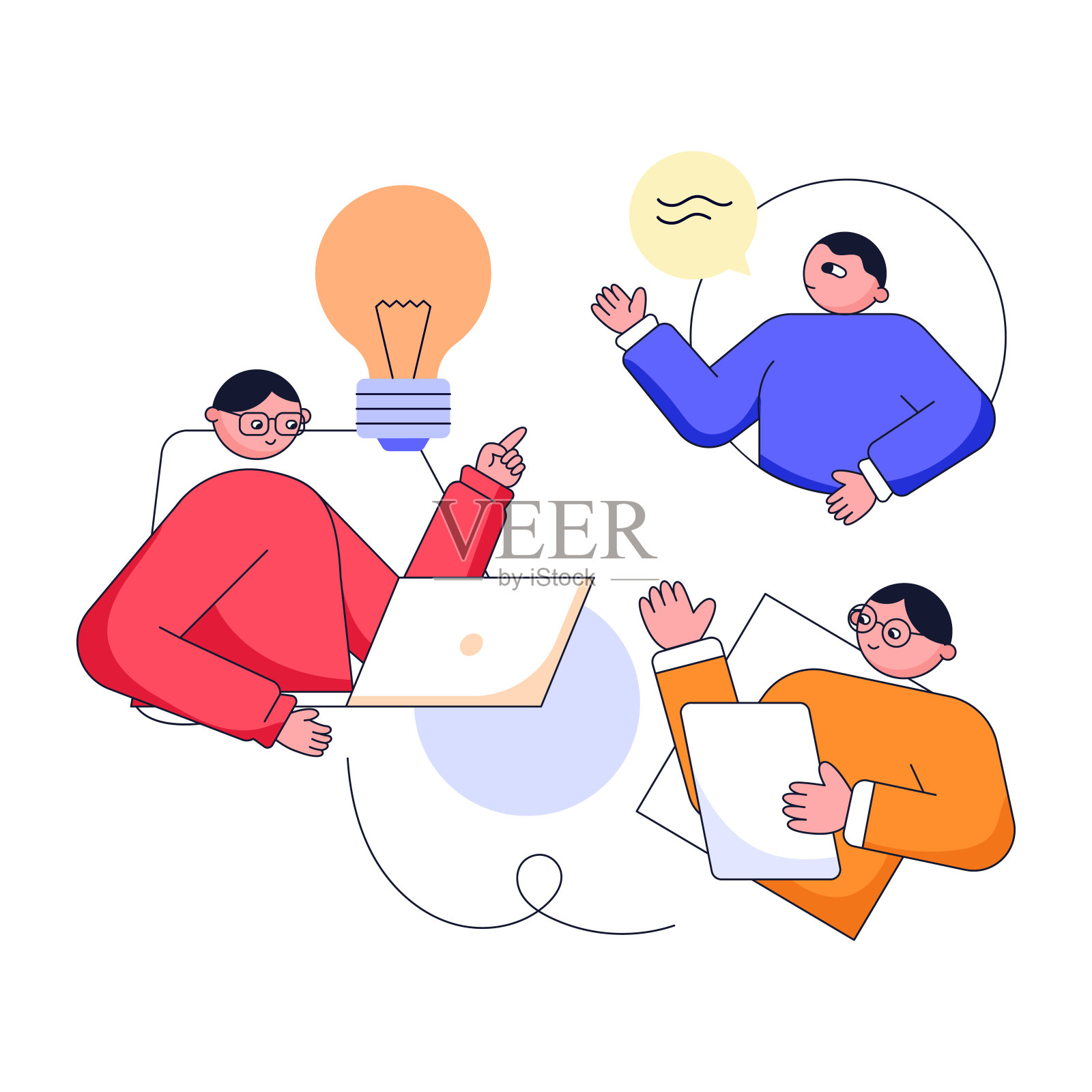 在线会议的现代平面插图插画图片素材