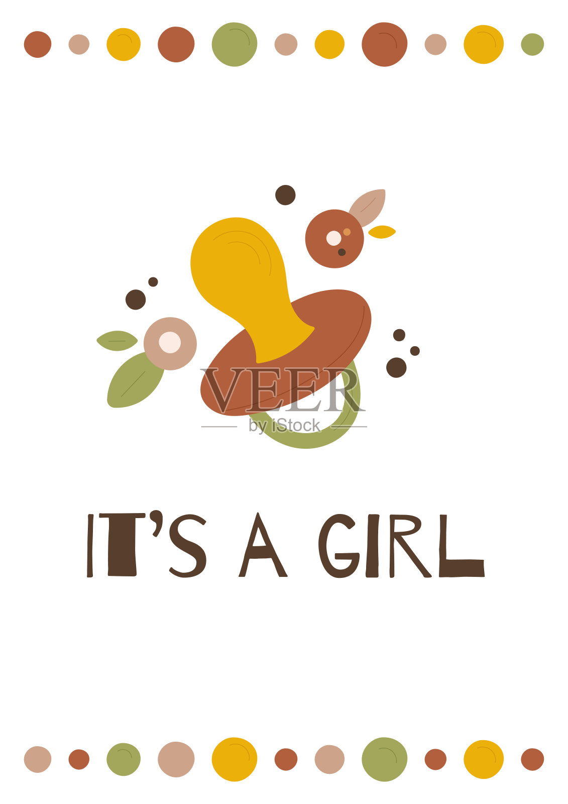 可爱的贺卡，这是一个女孩的婴儿淋浴和性别派对的手绘风格。分娩收集海报，邀请，剪贴簿。插画图片素材