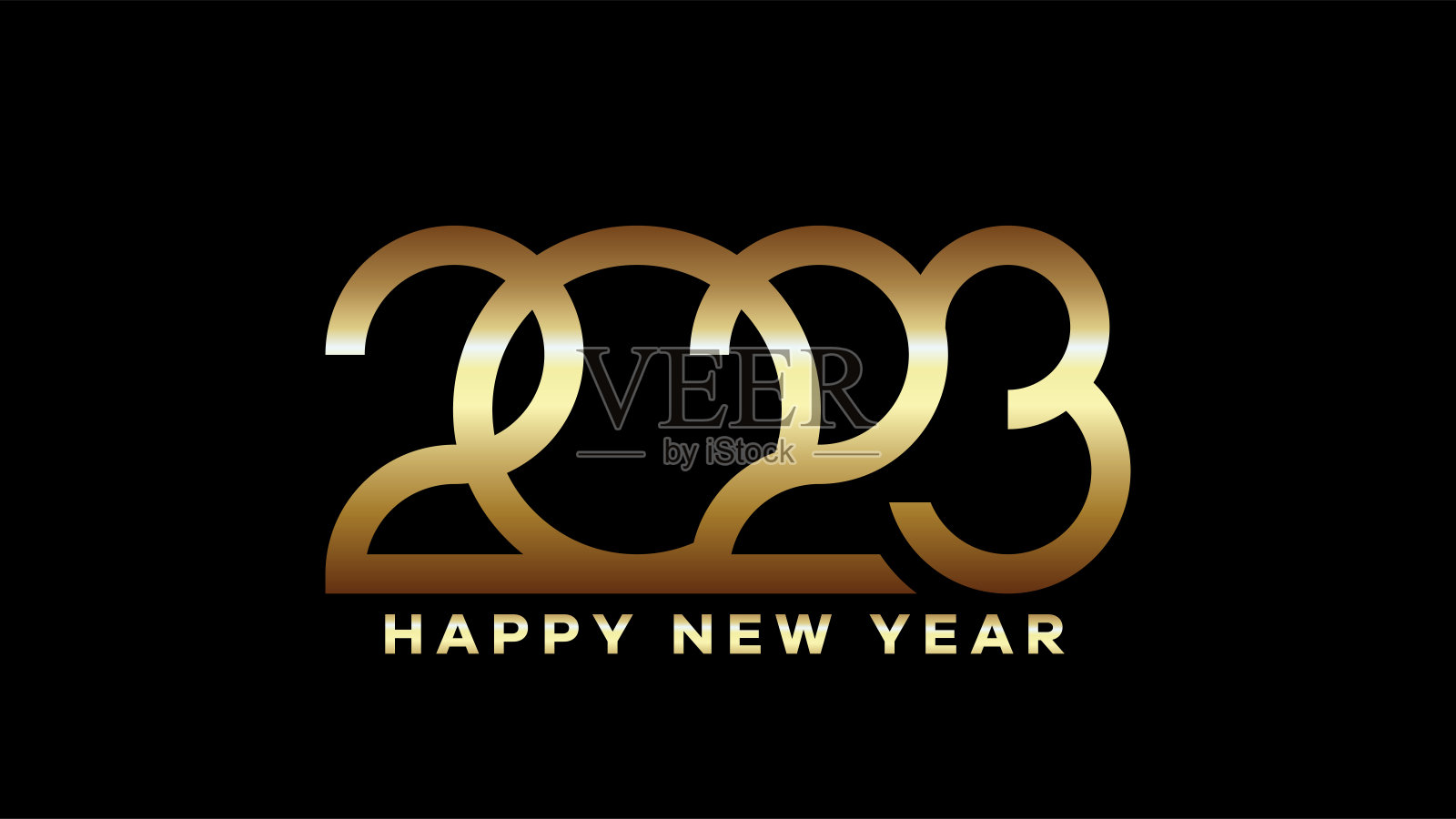 2023年短信新年快乐。黄金2023数字矢量适合设计插图的问候，邀请，横幅，或背景。插画图片素材