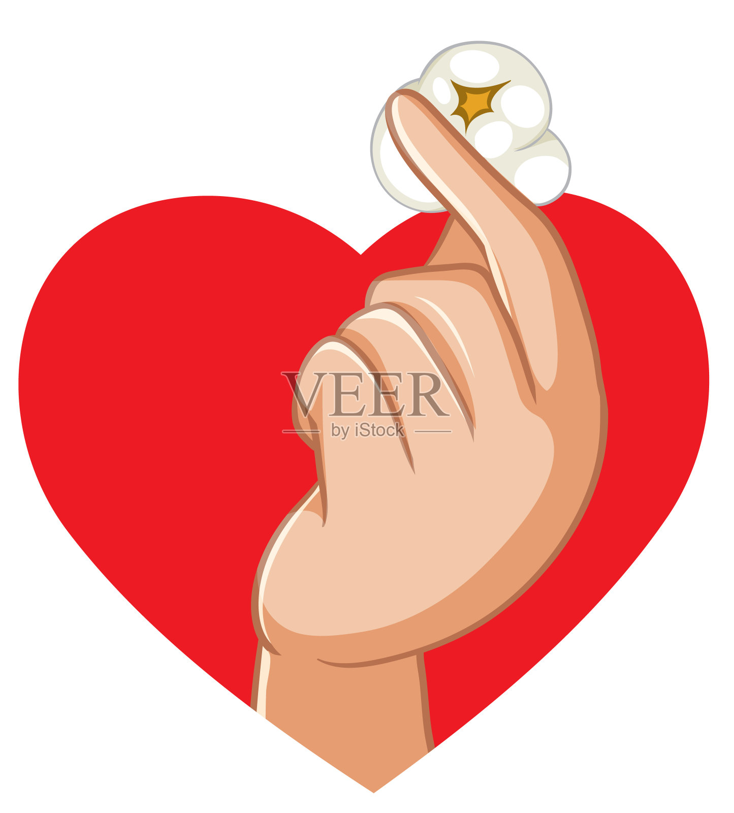 迷你心形手和爆米花插画图片素材