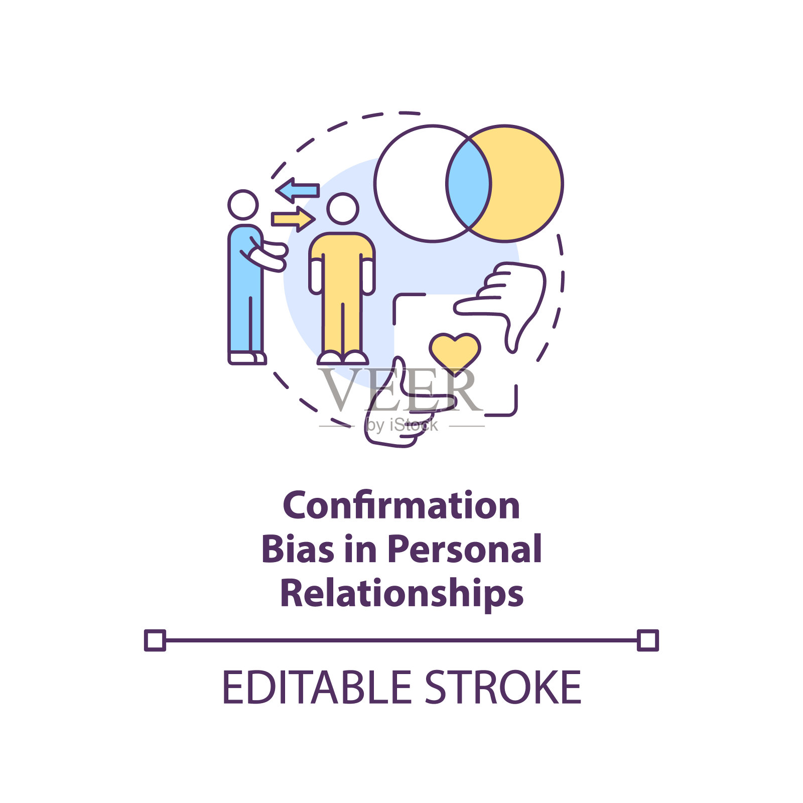 关系中的确认偏误概念图标插画图片素材