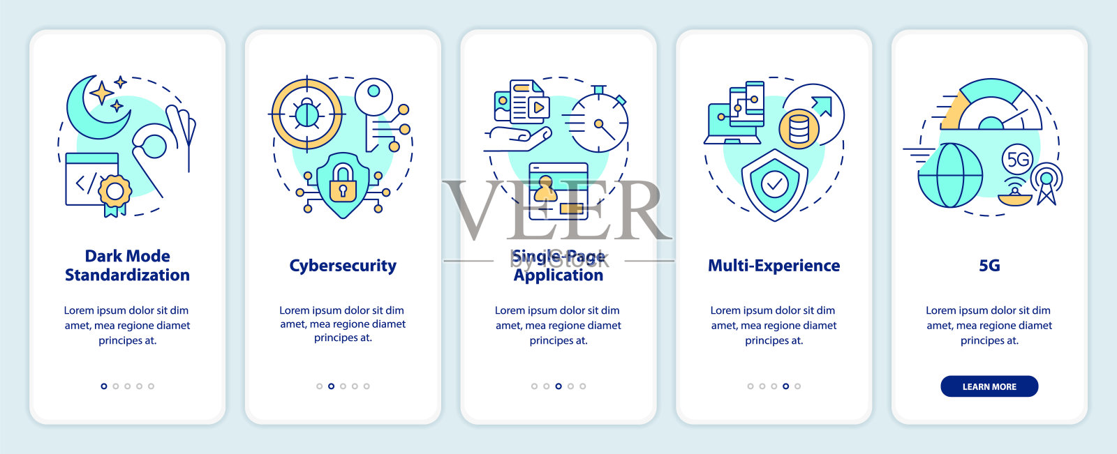 移动应用程序屏幕上的网站开发趋势插画图片素材