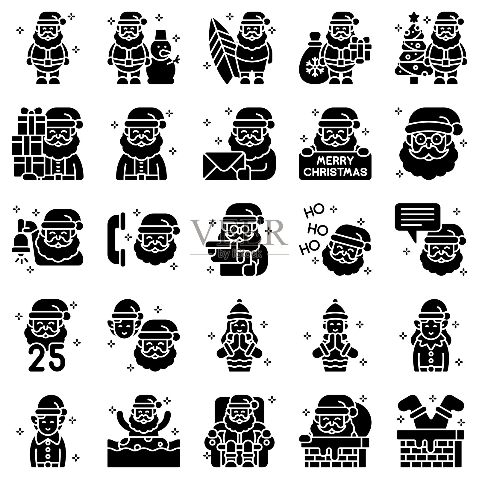 圣诞老人相关矢量图标集插画图片素材