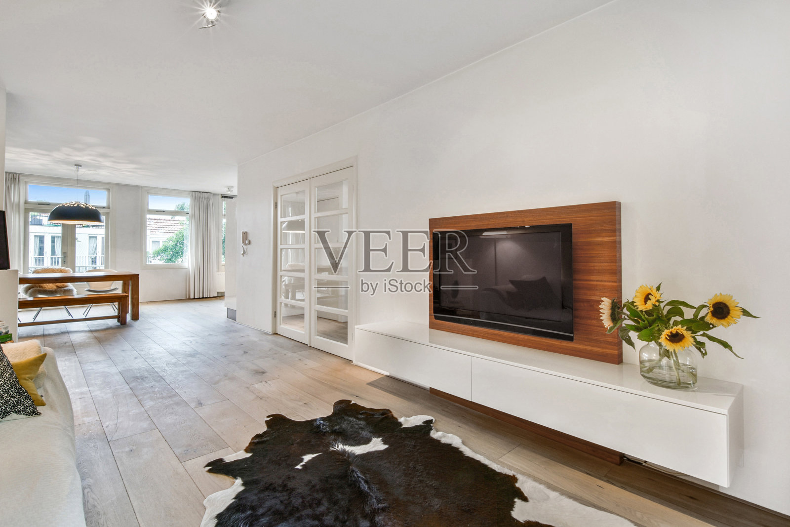 室内设计和装修一个漂亮而现代的客厅照片摄影图片