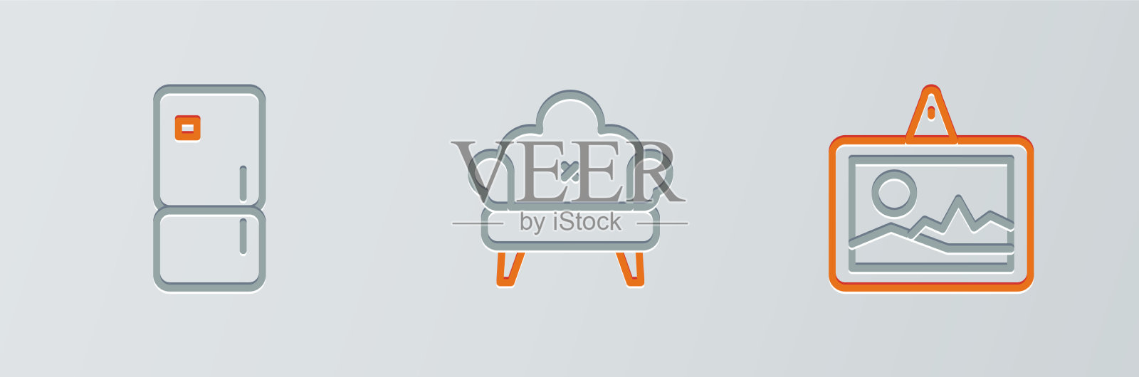 设置线图片冰箱和沙发图标图标素材