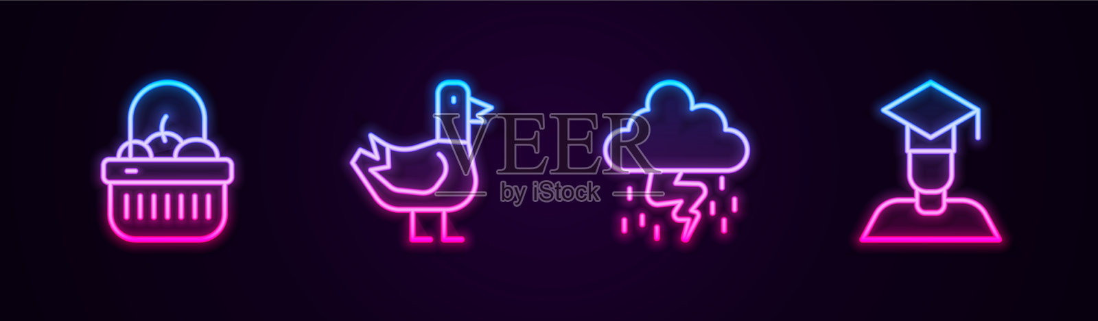 集线篮和食物鸽子风暴和毕业插画图片素材