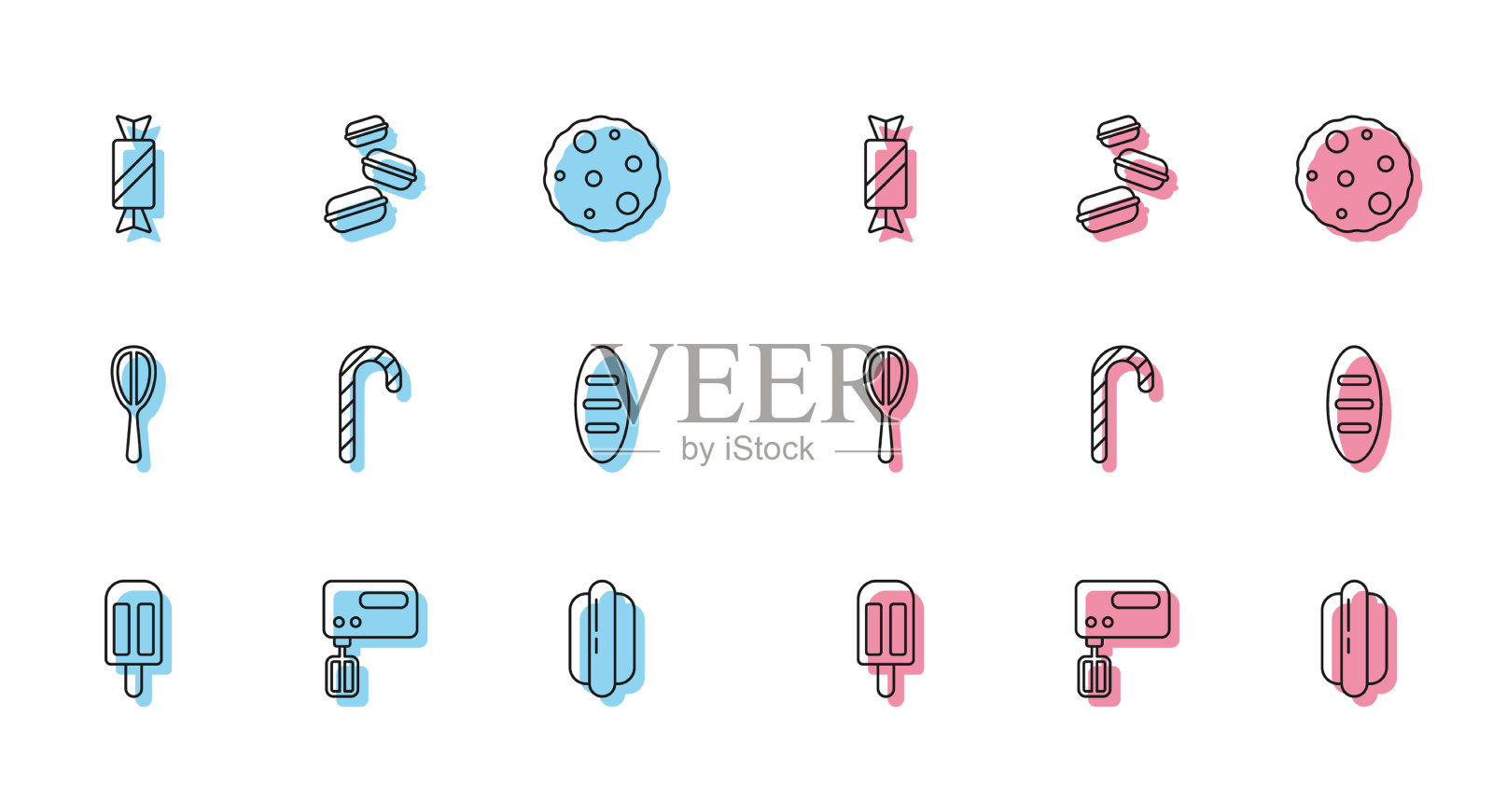 设线冰淇淋电动搅拌机糖果热狗图标素材