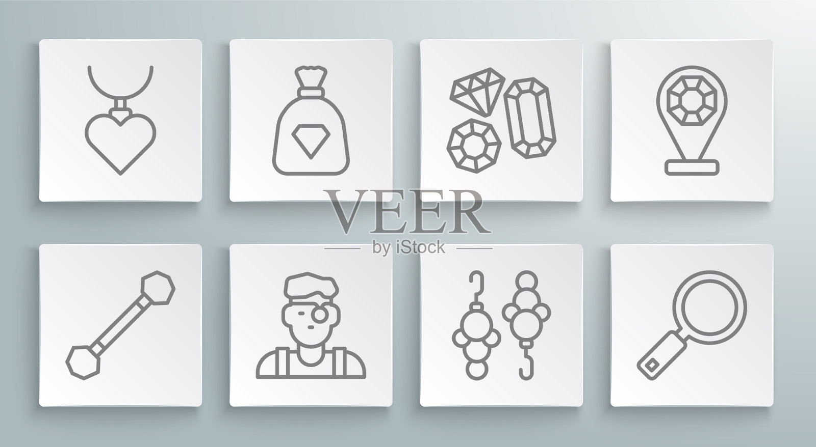 集线穿刺袋宝石珠宝商男子图标素材