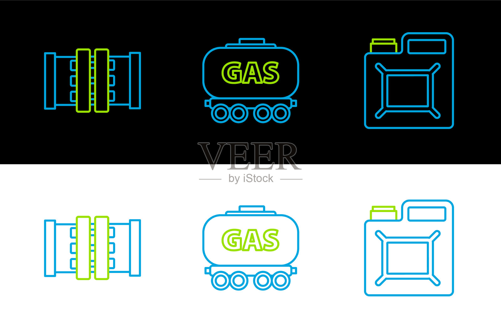 适用于汽油工业金属管路罐的设置图标素材