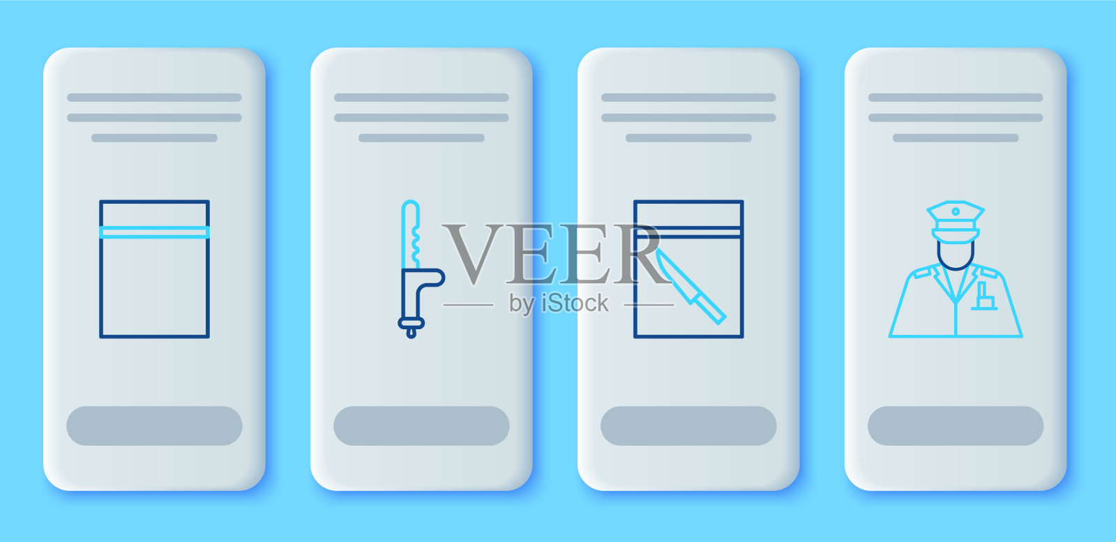 设置警用橡胶警棍证物袋和图标素材