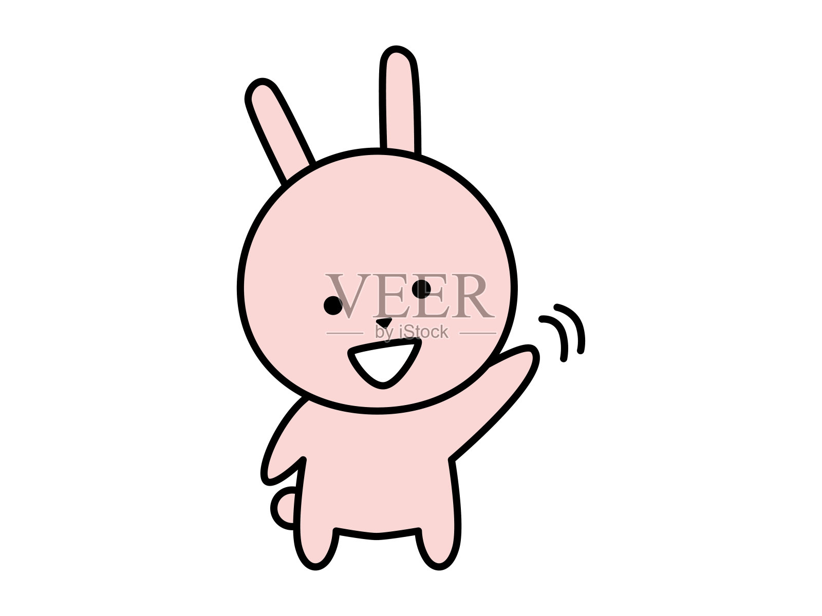 一个可爱的兔子角色微笑着挥手插画图片素材