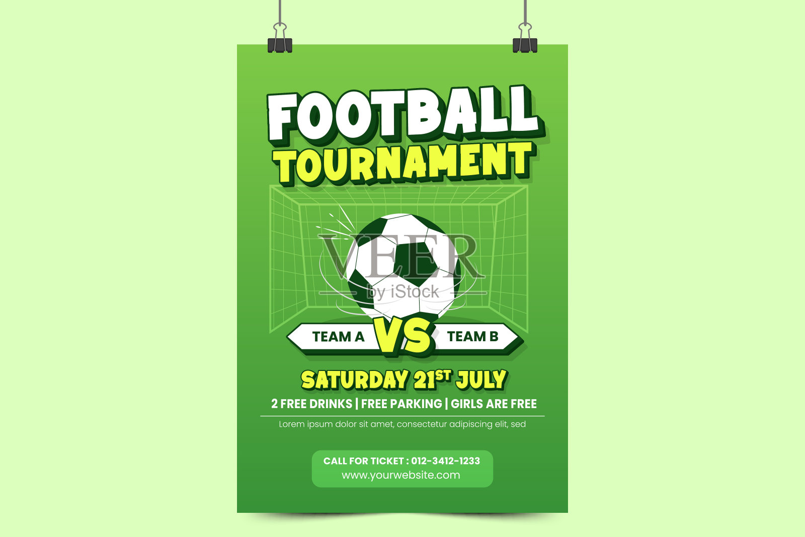 足球锦标赛体育赛事海报或宣传单设计模板设计简单典雅设计模板素材