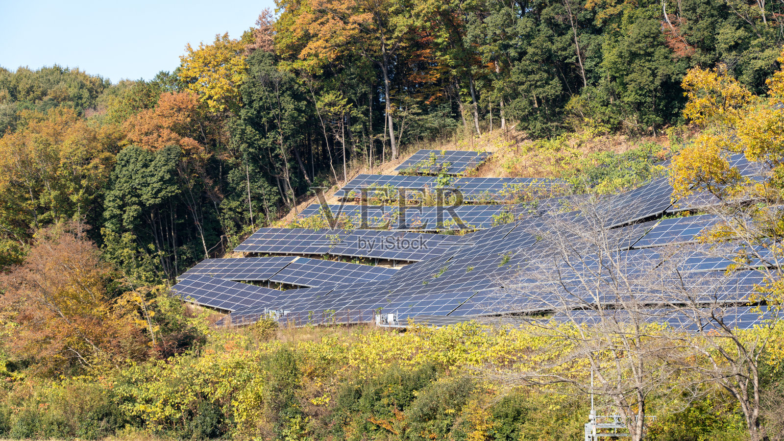 山上的太阳能电池板照片摄影图片