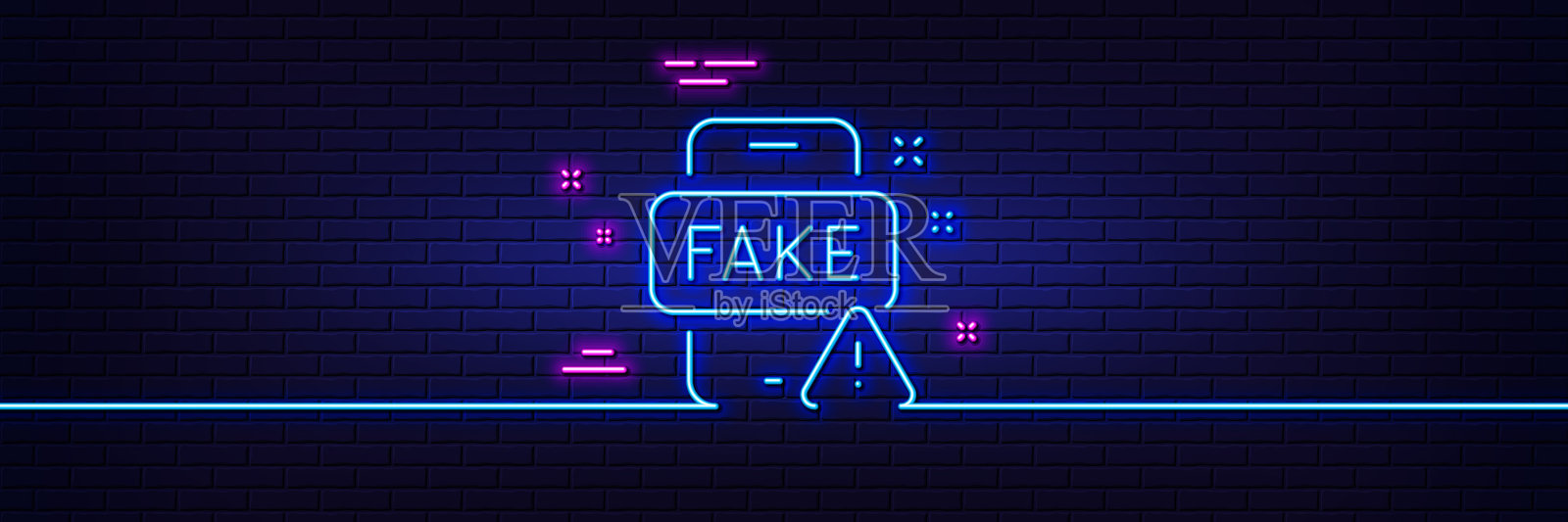 假新闻线图标网络宣传招牌霓虹灯插画图片素材