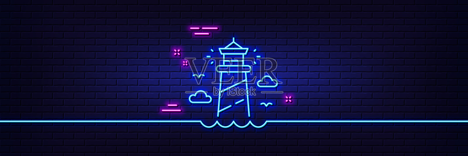 灯塔线图标烽火台标志插画图片素材