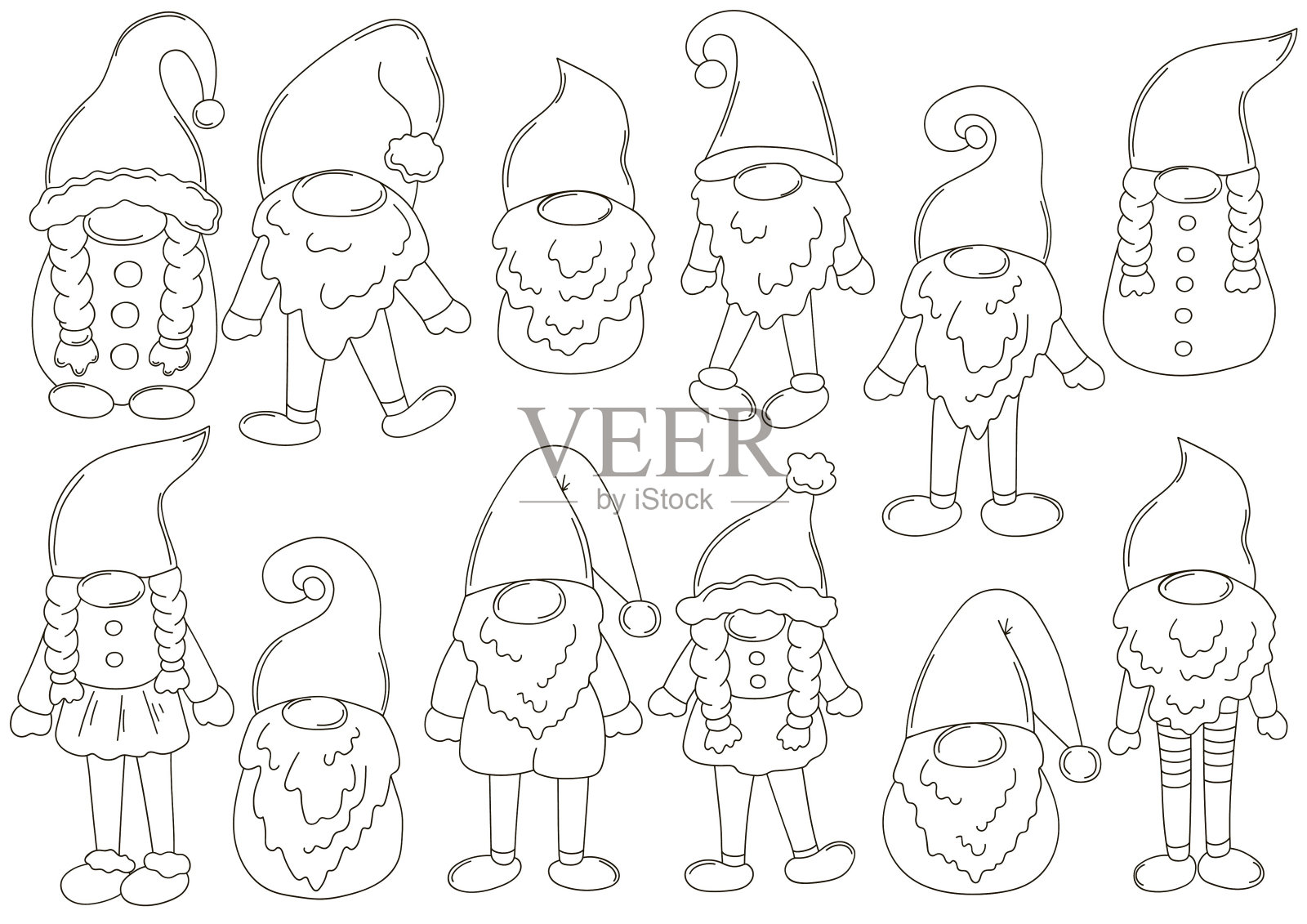 用侏儒给圣诞插画上色设计元素图片
