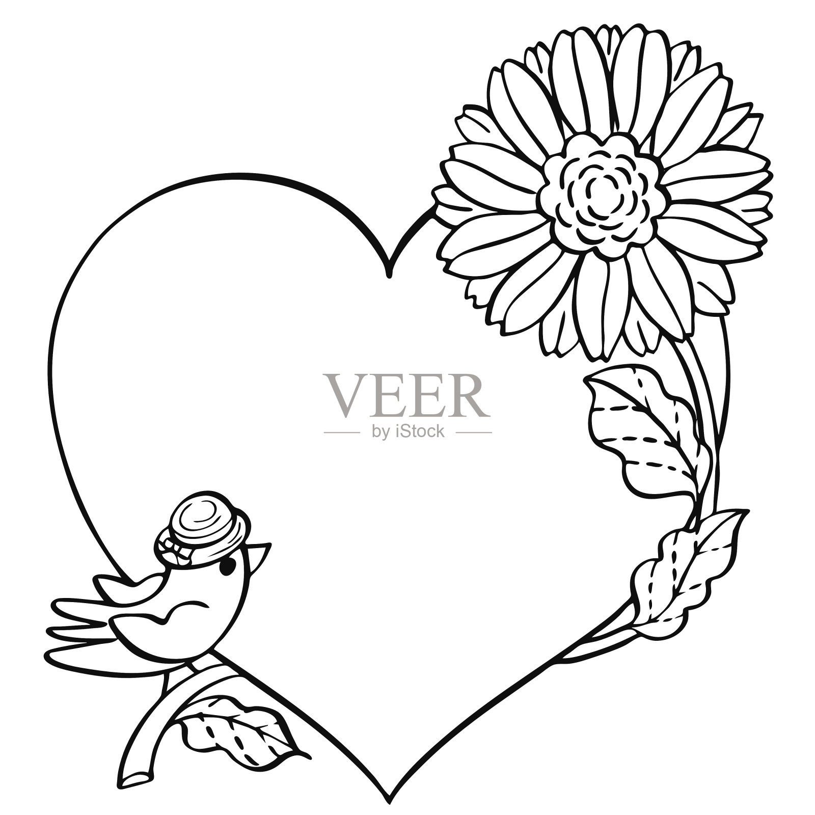 装饰心框边框线艺术插画插画图片素材