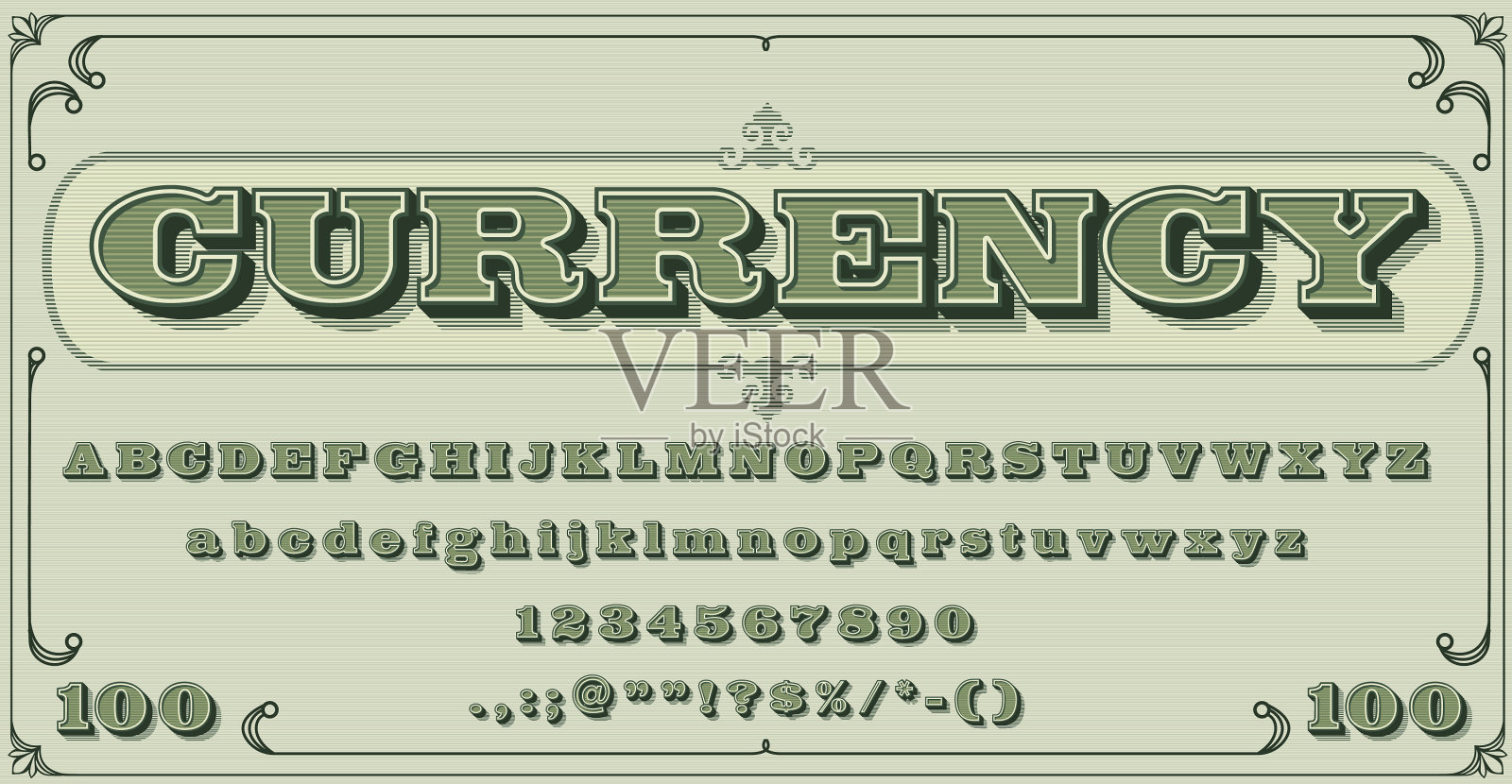 钞票字体老式字体美元字体字母插画图片素材