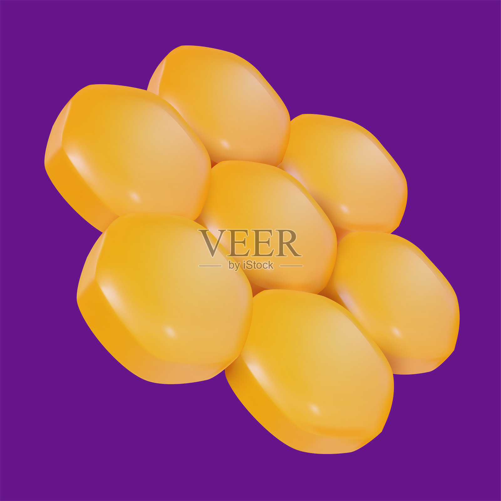 3d卡通蜂巢在矢量现实有趣的风格。可爱的艺术元素。有趣的橡皮泥或光滑的粘土设计对象。甜美的彩色插图在最小的背景。插画图片素材