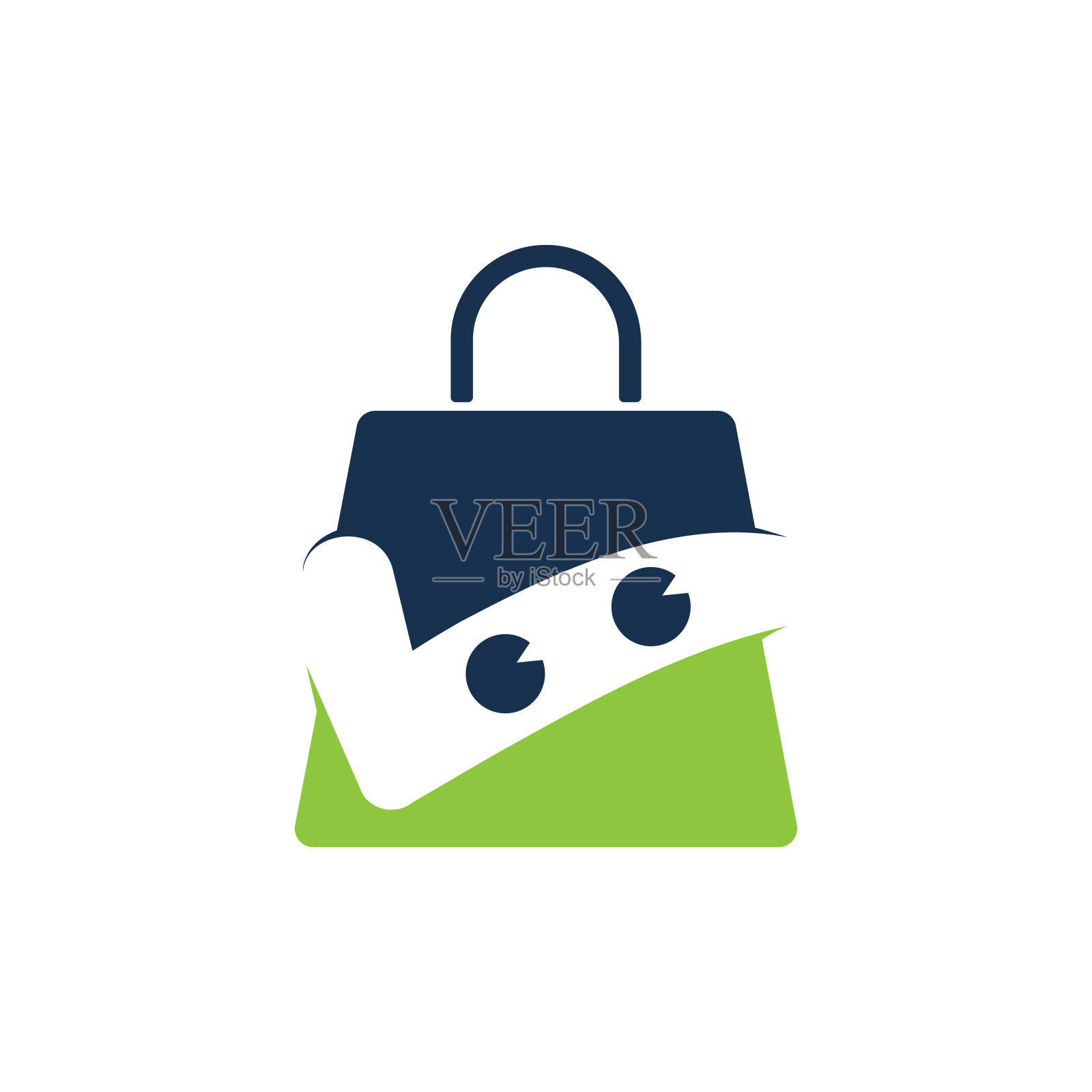 勾标记购物袋标志。插画图片素材