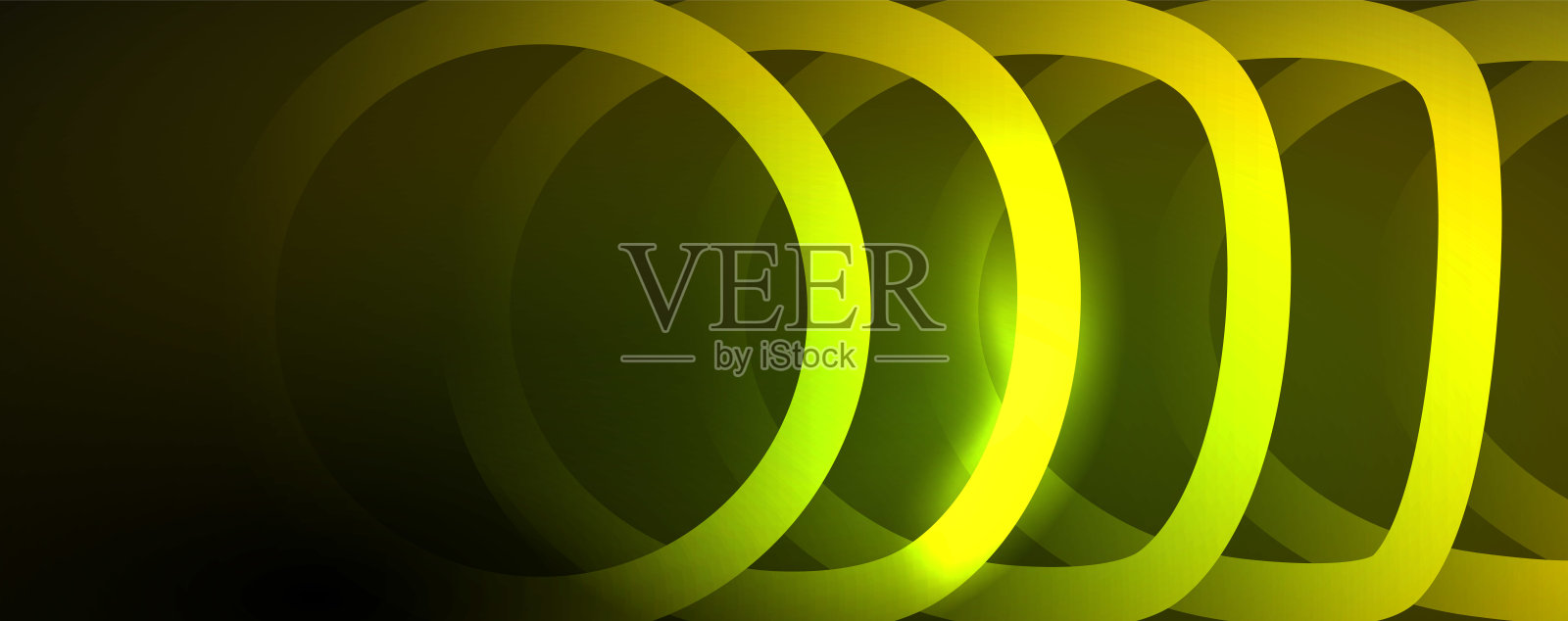 霓虹闪亮的圆形抽象背景，科技能量空间光概念，抽象背景墙纸设计插画图片素材