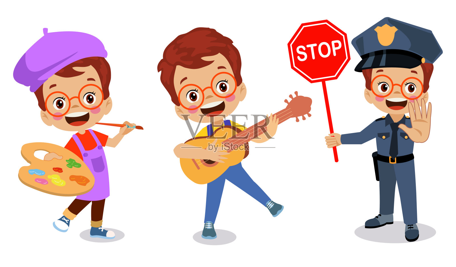 不同职业的卡通人物插画图片素材