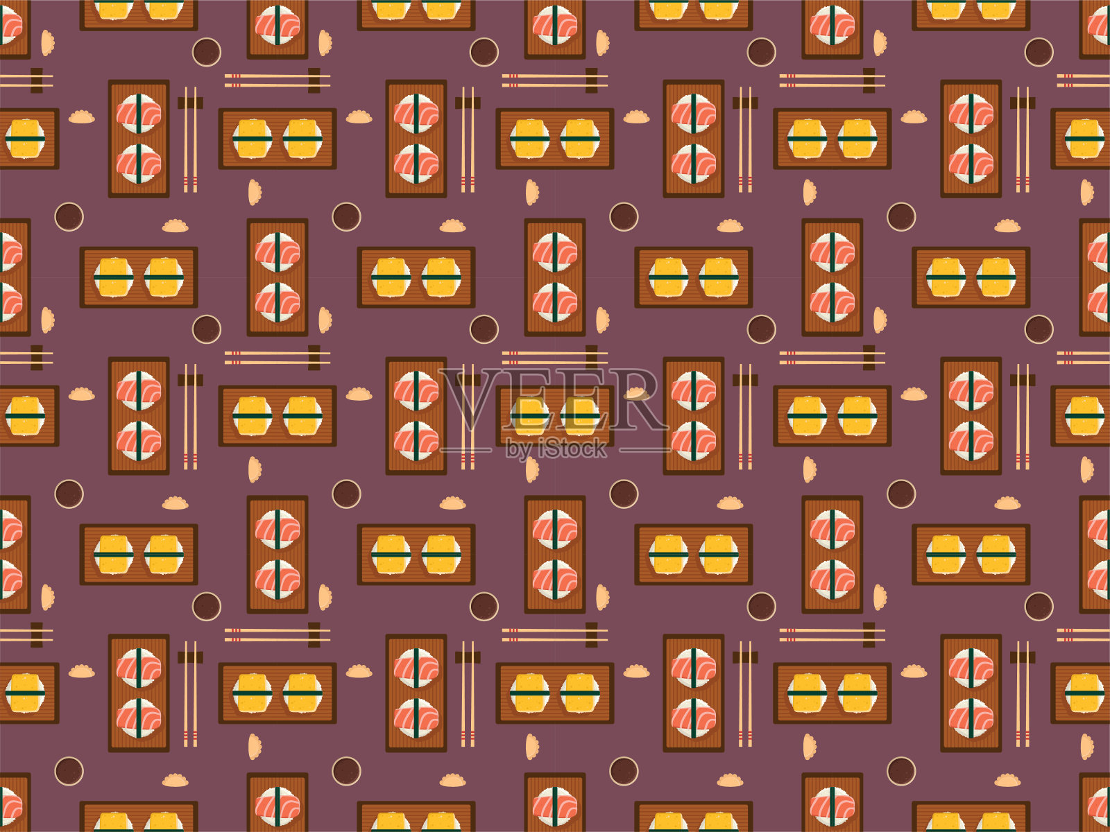 中国新年亚洲食物拉丁美洲图案背景无缝装饰菜单日本中国插画图片素材