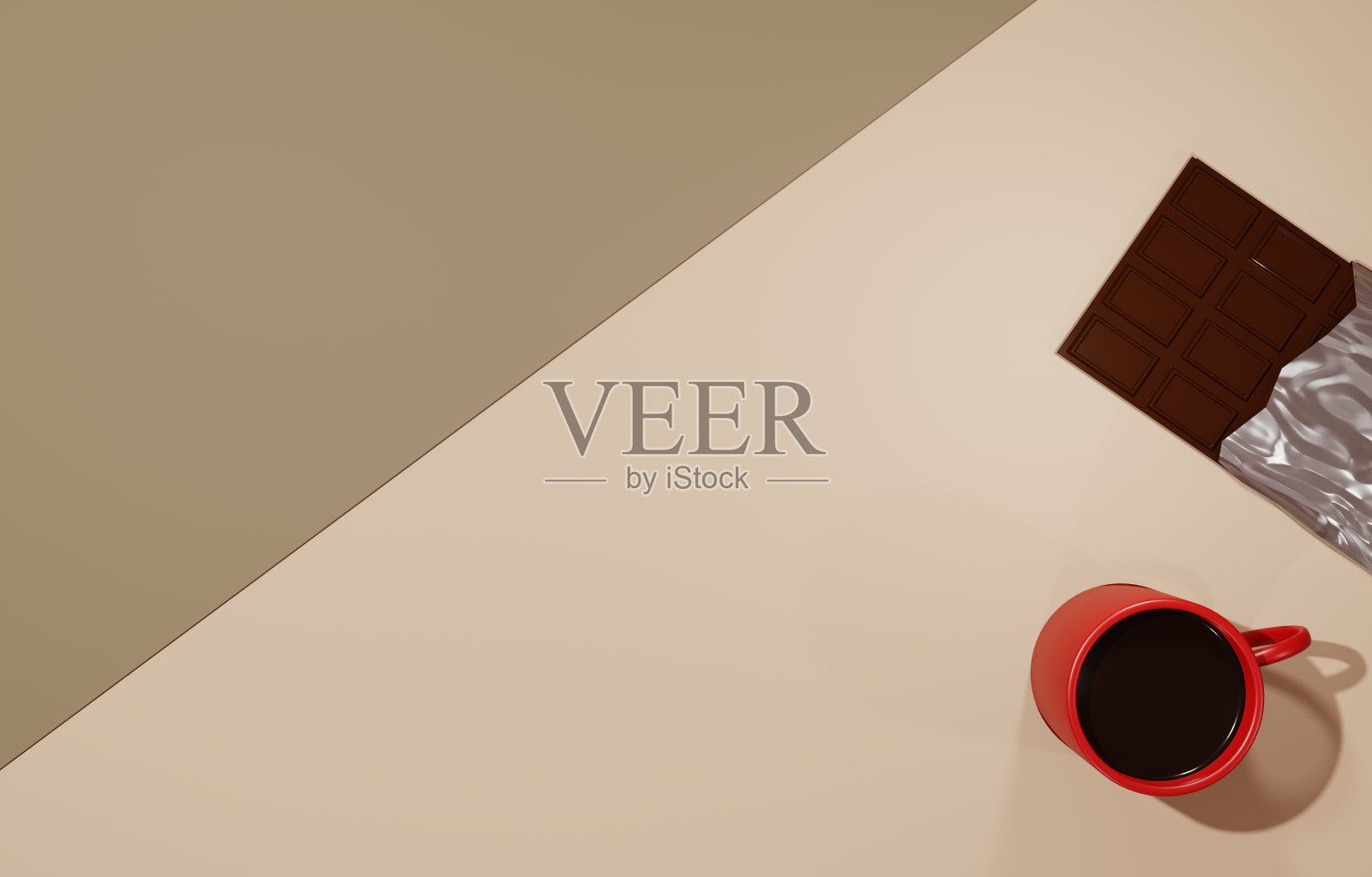 咖啡和巧克力的3d图像照片摄影图片